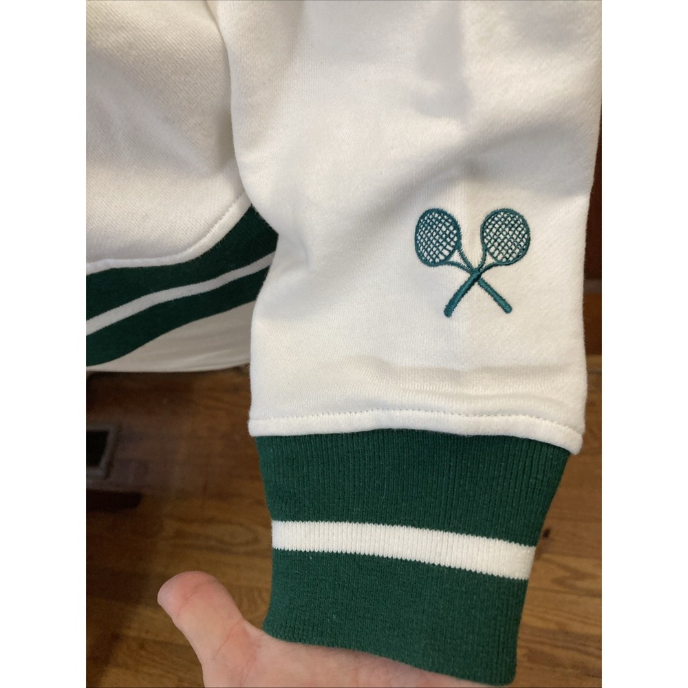 Ellsworth & Ivey Elle Tennis Sweatshirt Women's Sz S White Green Cotton Preppy - Picture 5 of 9